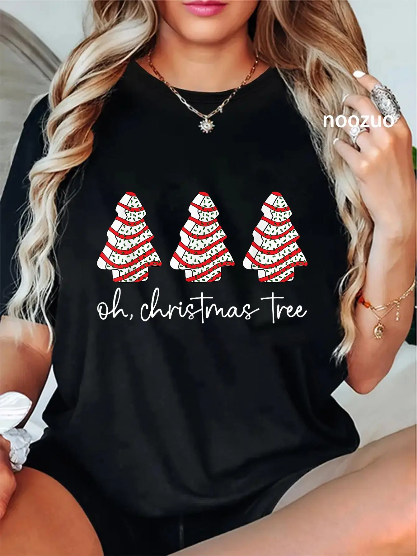100% Cotton Oh Christmas Tree Cakes Debbie Becky Jen Cake Lovers Xmas T-Shirt