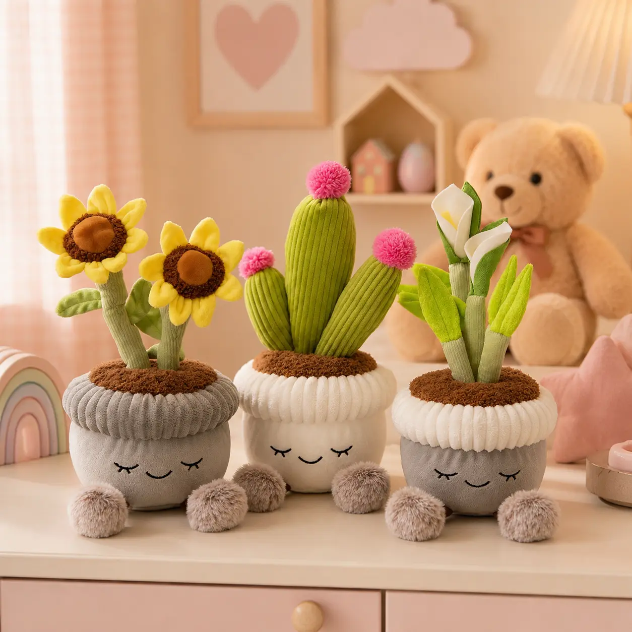 Adorable Plush Potted Plant Dolls – 5 Cute Styles, Soft Polyester Fiber, No Watering Needed!