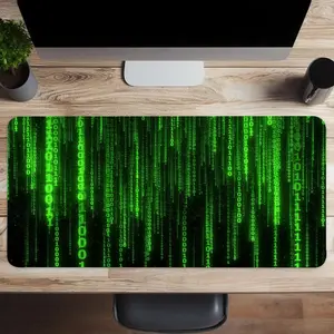 Code Pattern Large Gaming Mouse Pad, Non Slip Computer Keyboard Pad, Rubber Base Stitched Edge Mouse Pad, Desk Mat For Game Home Office And Gift, Non Slip Mousepad