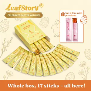 LeafStory Collagen Glow Reset Jelly (17 Sticks/7 Sticks): Orange Flavor, Collagen, Support Skin Health & Elasticity, Support Hair & Nails, Stress Relief & Nerve Health, Sugar-Free, Gluten-Free, Non-GMO, Gelatin-Free, Natural Ingredients-G