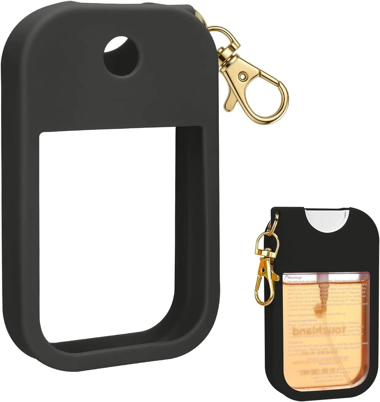 AIERSA Hand Sanitizer Spray Case Compatible with Touchland, Silicone Hand Sanitizer Case Holder with Keychain for Touch Land Mist 1FL. OZ (Black)
