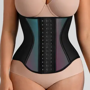 FeelinGirl Women's Tummy Control Waist Trainer Corset Reflective Comfortable Fabrics Adjustable Hooks Waist Cincher