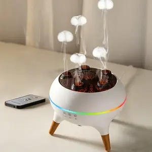 2026 Dynamic Jellyfish Diffuser Humidifier Desktop Flame Humidifier with  LED Lights 250ml Essential Oil Diffuser Remote Control Humidifier for Bedroom Office Gifts herbal diffuser