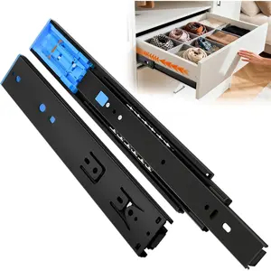 Push to Open Soft Close Drawer Slides 10 Inch Side Mount Dresser Runner Black, 2/3 Full Extension Ball Bearing 100 LB Kitchen Nightstand Glides Rails 1 Pair