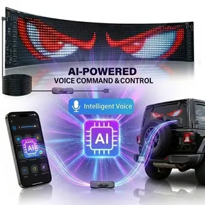 SZKUZMA AI voice-controlled flexible LED display, programmable RGB light sign with scrolling text, smart display for car “devil eyes,” store signage, parties, gatherings, and game cheering—perfect for multi-festivals and everyday scenes; a creative gift.
