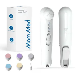 MomMed Baby Nail File Electric Nail Trimmer with LED Light, Rechargeable Baby Nail Clippers for Newborn Toes and Fingernails, Additional Replacement Heads