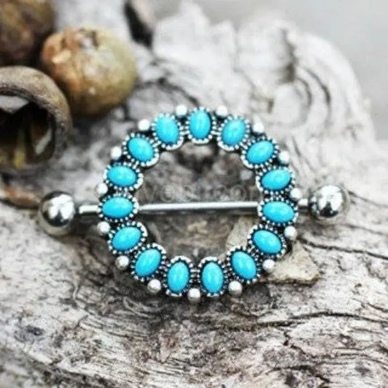 316L Stainless Steel Antique Turquoise Nipple 316L Stainless Steel Antique Turquoise Nipple