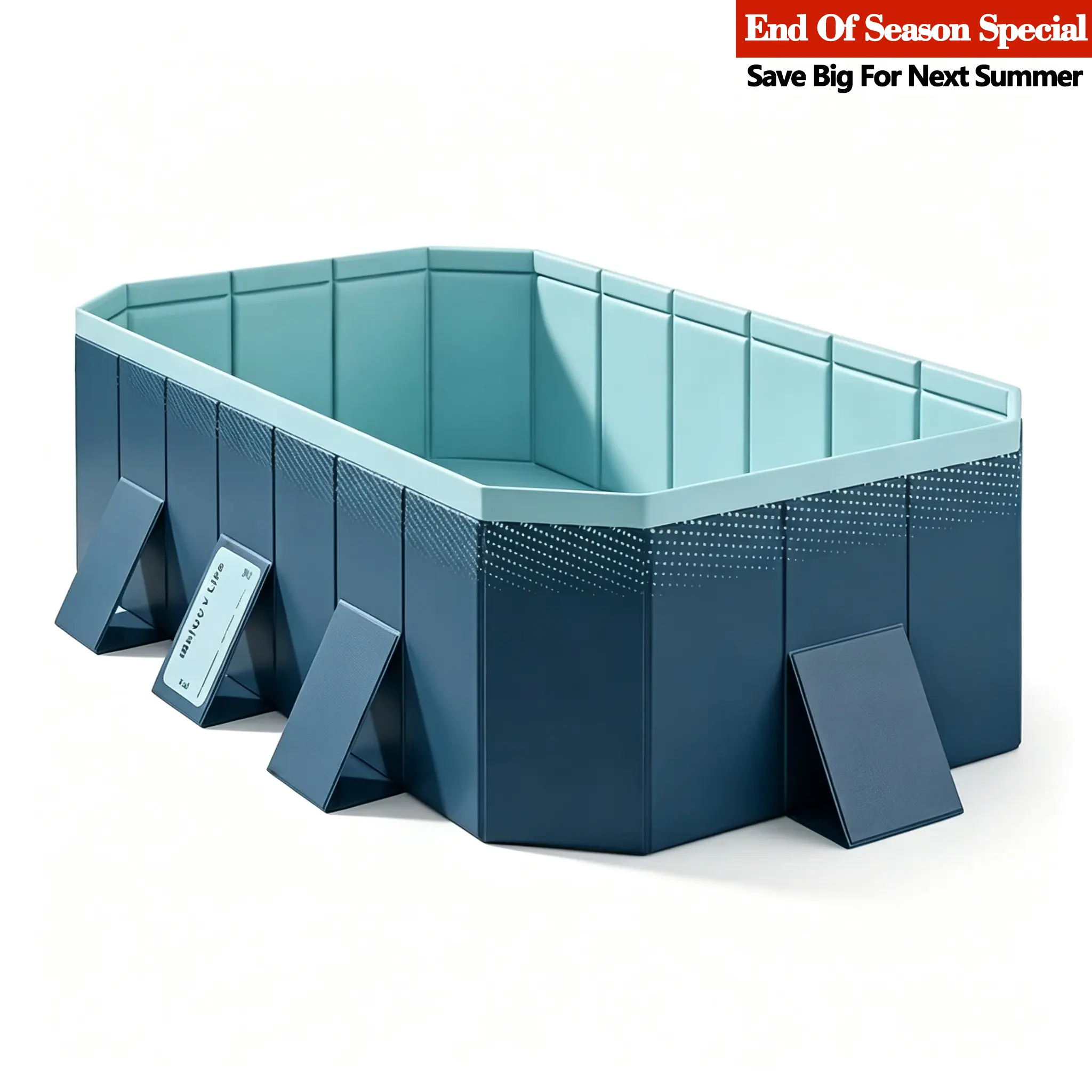 9.8FT Foldable Non-Inflatable Above Ground Swimming Pool, Hard Plastic Family Pool for Backyard Patio, Easy Set Up No Pump Needed, with Accessories for Kids Summer Water Play
