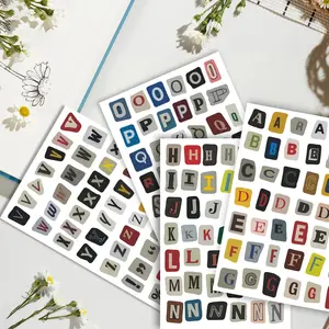 Vintage Letter Stickers Pack, 4 Sheets A-Z Capital & Small Letters, Matte Paper DIY Craft Material, Durable Irregular Cut Design