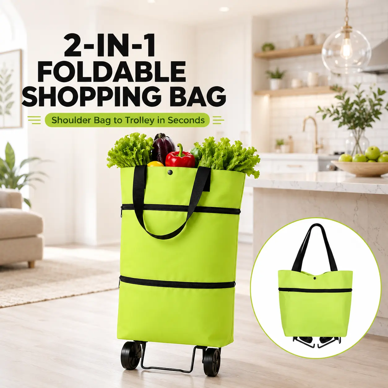 【In-stock instant shipping】2 in 1 Lightweight Collapsible Shopping Cart,Folding Shopping Bag Cart | Wheels Reusable Shopping Bags Grocery Bags Shopping Travel Bag on Wheels for Women or Men Travel Home Kitchen