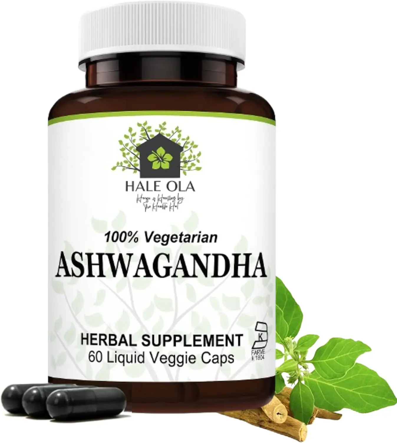 Organic Ashwagandha Capsules 1000mg – Extra Strength Ashwagandha Supplements for Stress Relief, Mood & Anxiety Support – Gluten-Free, Non-GMO, Kosher Certified – 60 Vegetarian Capsules