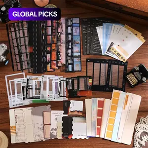 Vintage Movie-Themed Scrapbook Kit, 100 Pcs Photo Frames, Decorative Paper, Stickers and Memory Pads, DIY Crafting and Journaling Supplies, Vintage Material Paper #GLOBAL PICKS