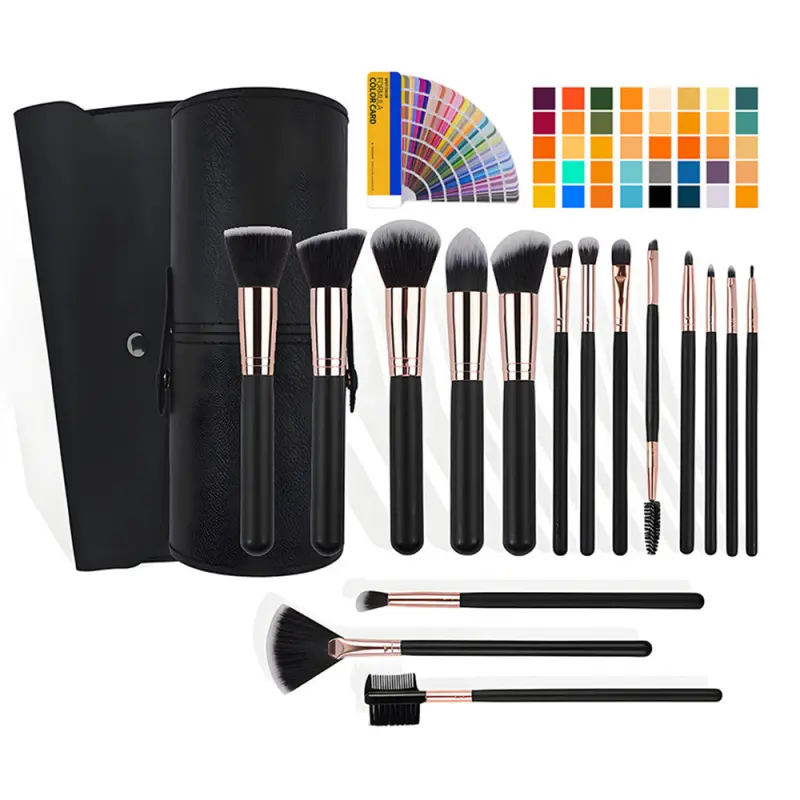 16-Piece Makeup Brush Set, Professional Multi-Pack with Soft Bristles and Wooden Handles for Makeup Enthusiasts, Foundation Brush, For Foundation, Soft Nylon, Brush Sets & Kits