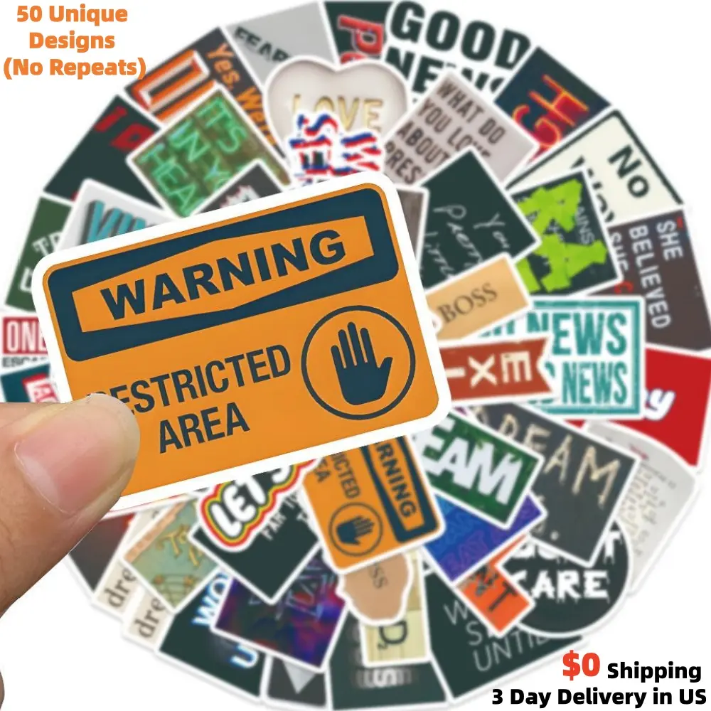 52 Pcs Vintage Road Sign Stickers, Retro Motivational Quotes & Amsterdam Themed Designs, Waterproof PVC Matte Reusable Decorative Stickers Accessories for Bedroom, Laptop, Ideal for Retro Aesthetic Lovers