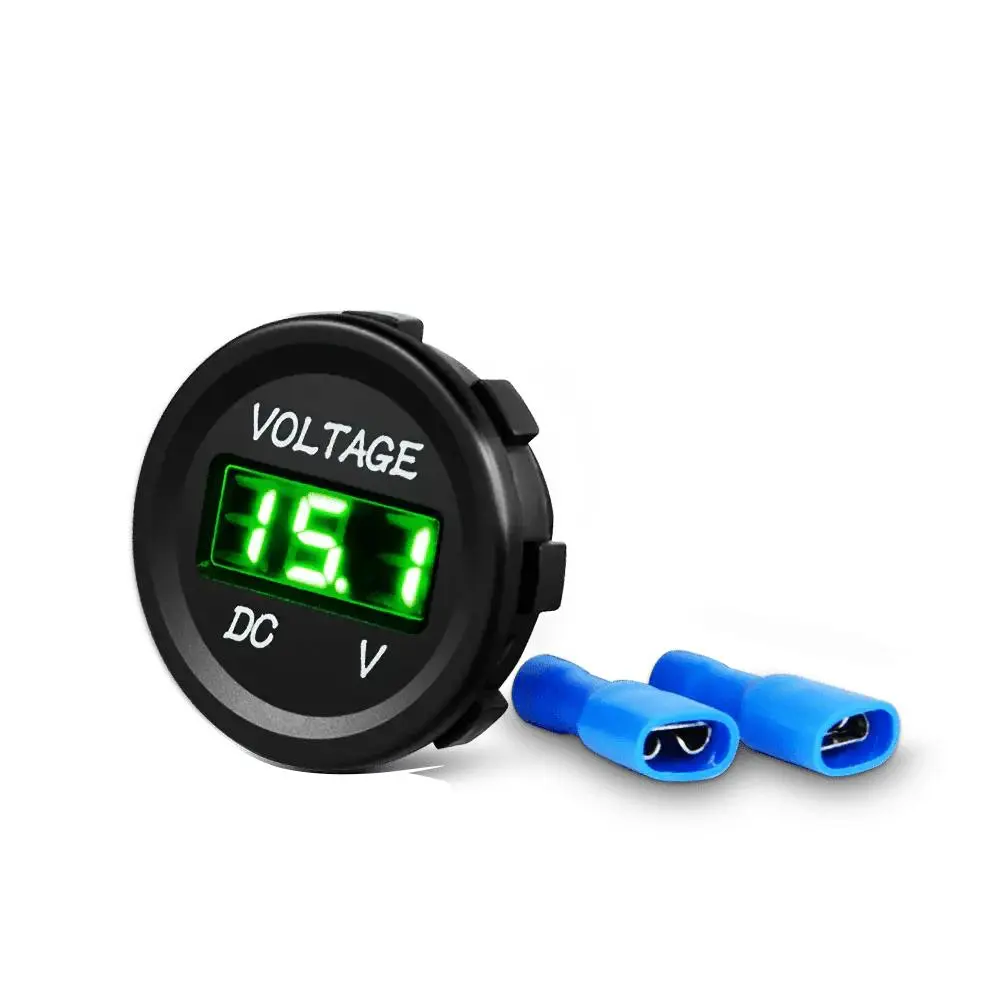 Nilight LED Digital Display Voltmeter - Panel-Mount Electrical Measuring Tool, 8V-26V DC Green Voltage Monitor, Reverse-Safe for Car, Motorcycle, Boat, Truck, ATV, SUV Battery Testing