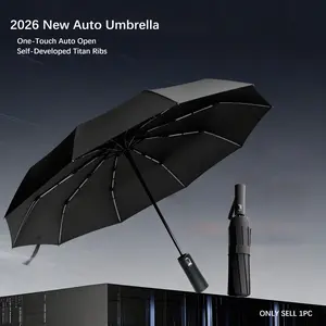 New Auto Open Close Umbrella, 40% Easier Retraction, Vinyl Coated UV Protection Umbrella, Thickened Fiberglass Windproof Frame for Work, Outdoor Leisure, Fishing, Golf, and Travel, Portable Foldable Umbrella