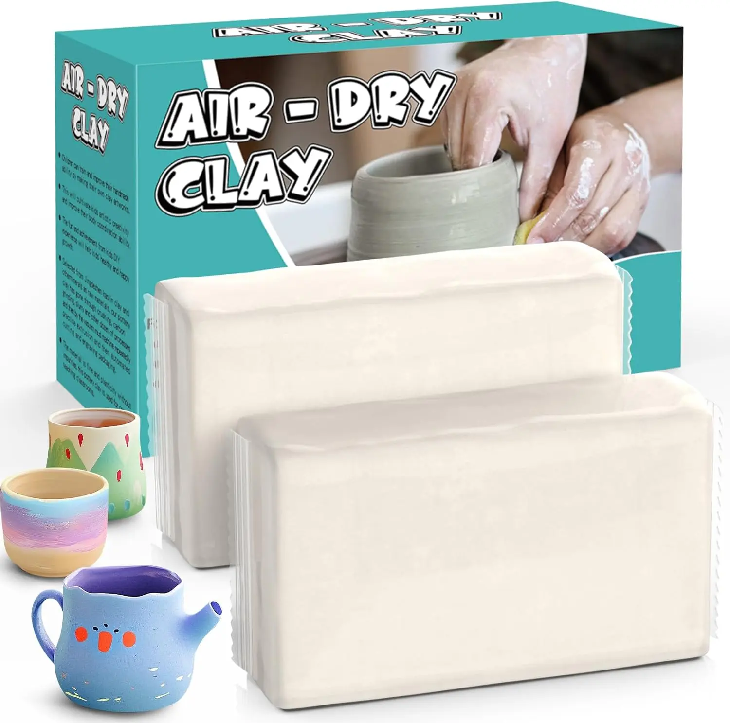 Air Dry Clay, Natural White Modeling Clay for Kids, Premium Pottery Wheel Clay for Arts and Crafts Supplies, 2.2Ibs Sculpting Material for School Classrooms, Adults Kids Toys Gifts for Christmas