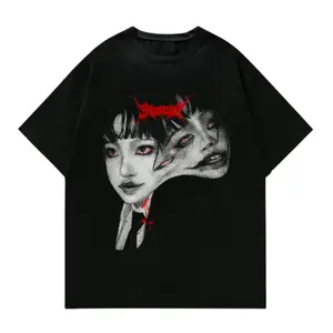 Y2K Horror Aesthetic T-Shirt - Dark Gothic Multi-Face Psychedelic Tee, Retro Pixel Dream Tee - 2000s Nostalgia, Digital Art Print, Unisex Tshirt