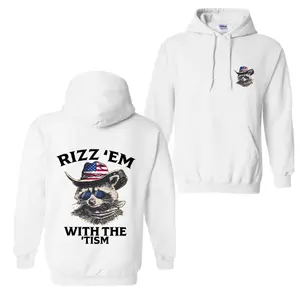 Rizz ’Em With The ’Tism Hoodie | Funny Raccoon in Cowboy Hat & Sunglasses Graphic – Trendy Unisex Streetwear for Men & Women, Stylish Fall Outdoor Casual Pullover, Cozy Autumn Outfit & Party Fashion