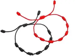 Adjustable Unisex 7 Knot Bracelet for Luck and Protection - Red or Black Gift Trendy Classic Black Color - Versatile Fashion Accessory with Positive Energy Symbol
