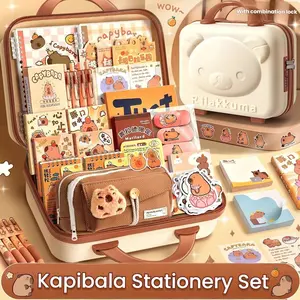 Adorable Capybara Stationery Set, Journal Kit Set, Includes Pencil Case, Notebook, Sticky Notes, Cute School Supplies, School Office Supplies, Keychain, Animal Lover Gift, Ballpen Set