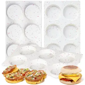 Silicone Egg Molds 3" Round for Breakfast Sandwiches,Silicone Muffin Top Pans for Baking Non-Stick egg silicone mold for Hamburger Bun,Eggs, Whoopie Pie and Shortcakes, Tarts 3 Pack