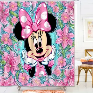 DISNEY CLASSIC Floral Bow Minnie Print Shower Curtain, Bathroom Accessories, Home Decor, Great Housewarming Gift