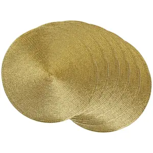 Design Imports Set of 6 Metallic Round Woven Placemat