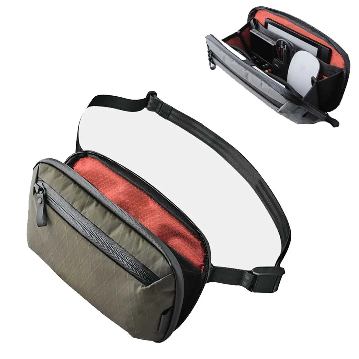 1pc Waterproof Nylon Multi-Functional Tactical Sling Bag, Shockproof Wear-Resistant EDC Utility Crossbody Bag with Multi-Compartment, Portable Convertible Handheld Waist Pack for Urban Commute Outdoor Travel Business Trip, City Walk Daily Carry Organizer