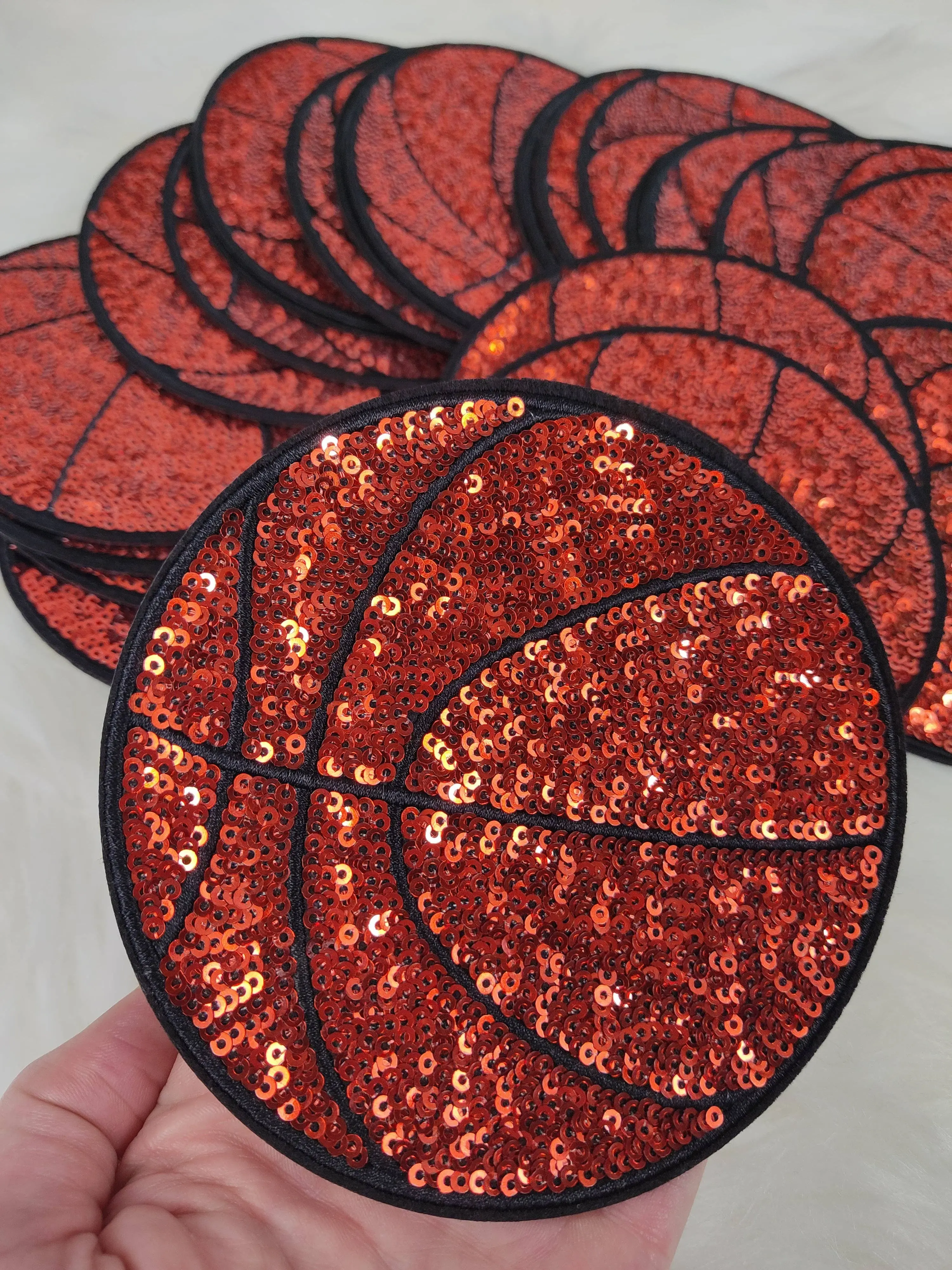 Large Basketball Sequin Iron On Patch