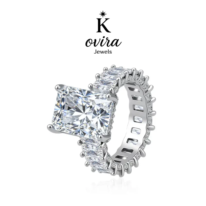 S925 Sterling Silver Ring for Women, Elegant 6ct Radiant Cut Artificial Diamond Band, Daily Meaningful Anniversary Gifts, Meaningful Gifts, Artificial Diamond Rings, Wedding, Cubic Zirconia, Female