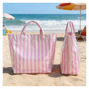 BIGWIG Women's Striped Polyester Tote Bag - Waterproof, Lightweight Purses with Large Capacity for Commuter Use, Casual All-Season Beach Travel Handbags