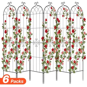VEVOR Garden Trellis, 87 x 20 inch Rose Trellis, 6 Packs Garden Flower Rose Trellises with Powder-Coated Finish & Convenient Locking Design, Plant Support Trellises for Flowers, Vegetables, Roses
