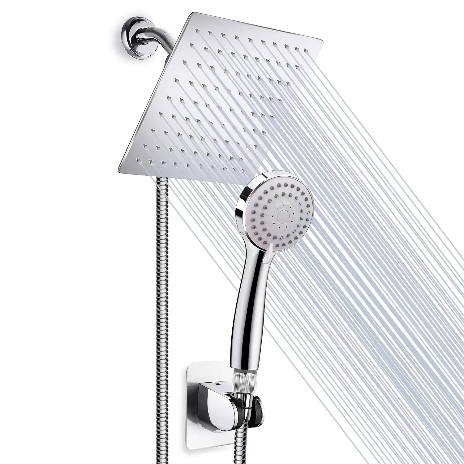 8 Inch Rain Shower Head with Handheld Spray, High-pressure Rainfall Shower Head Combo with 3 Spray Settings Handheld Showerhead Combo, Dual Shower Head Set, 3-Way Shower Combo, Powerful Low-pressure Water Shower Spray
