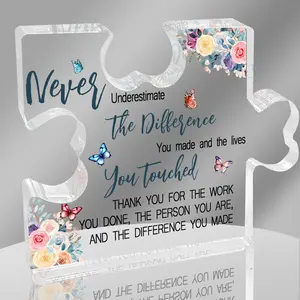 Thank You Gifts for Women Men - Acrylic Plaque Puzzle Sign, Retirement Going Away Farewell Gifts for Friends Coworkers, Motivational Reminder for Office Decor Accessories - Acrylic Puzzle Plaque