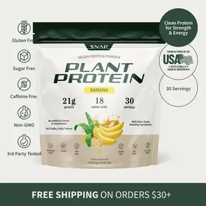 Snap Supplements - Plant Protein Powder - 30 Servings - Natural Supplement - Banana Flavor