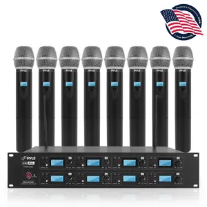 8-Channel UHF Wireless Mic System, 164 ft Range, LCD Display, Rack Mountable