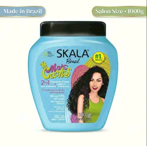 Skala Expert Blue Mais Cachos 35.2 oz 1000g Brazilian Hair Cream for Curly Hair Care Moisturizing Daily Conditioner with Castor Oil & Shea Butter - Moisturize Cleanser Moisturizer