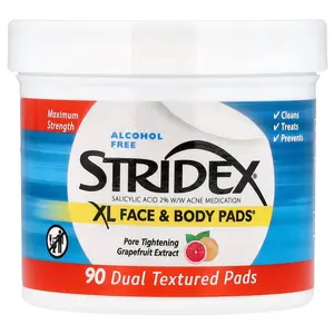 Stridex XL Face & Body Pads™, Alcohol Free, 90 Dual Textured Pads | HSA/FSA Eligible