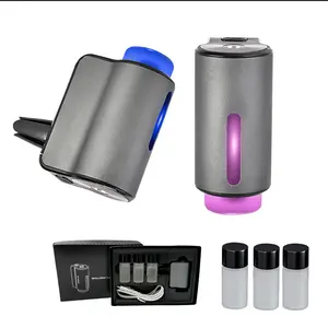 Viral Smart Car Air Freshener Vent Clip Diffuser w/ RGB Light | AI Auto Start Stop Sensor | USB Rechargeable Essential Oil Nano Mist Odor Eliminator | 3 Modes Baby Safe Perfume | Metal Aesthetic Auto Interior Accessories Gift Set