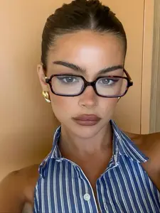 Women's Leopard Print Rectangle-Frame Eyeglasses, Casual PC Frame, Blue-Light Blocking, All-Season Fashionable Daily Wear, Lightweight Glasses