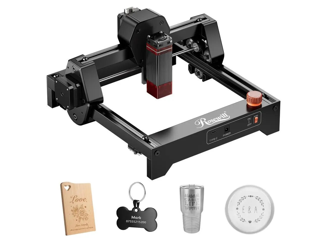 Rosewill  Mini Laser Engraver, 3.5W Diode Laser Engraving & Cutting Machine, 12000mm/min High Speed,  0.04mm Compressed Spot, ,130x140mm Engraving Area,Portable Engraver Eye Protection