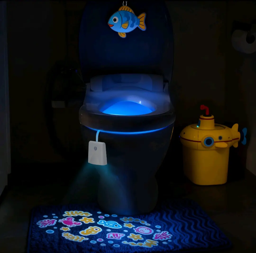 Toilet Bowl Projection Light Motion Sensor, LED Color Changing Bathroom Night Light, USB Rechargeable Waterproof Toilet Light, Cordless Led Light, Usb Powered Lights