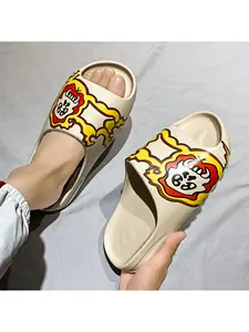 Summer New Sesame Street Co branded Thick Sole Men's Slippers Fashion Breathable Beach Sandals Unisex Couple Shoes Size 35 46