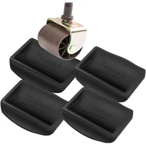 Bed Stopper & Furnitures Stopper – Caster Cups fits to All Wheels of Furniture, Sofas, Beds, Chairs – Furniture Cups Made up of Solid Silicone and Prevents Scratches (4 Pack(Black))