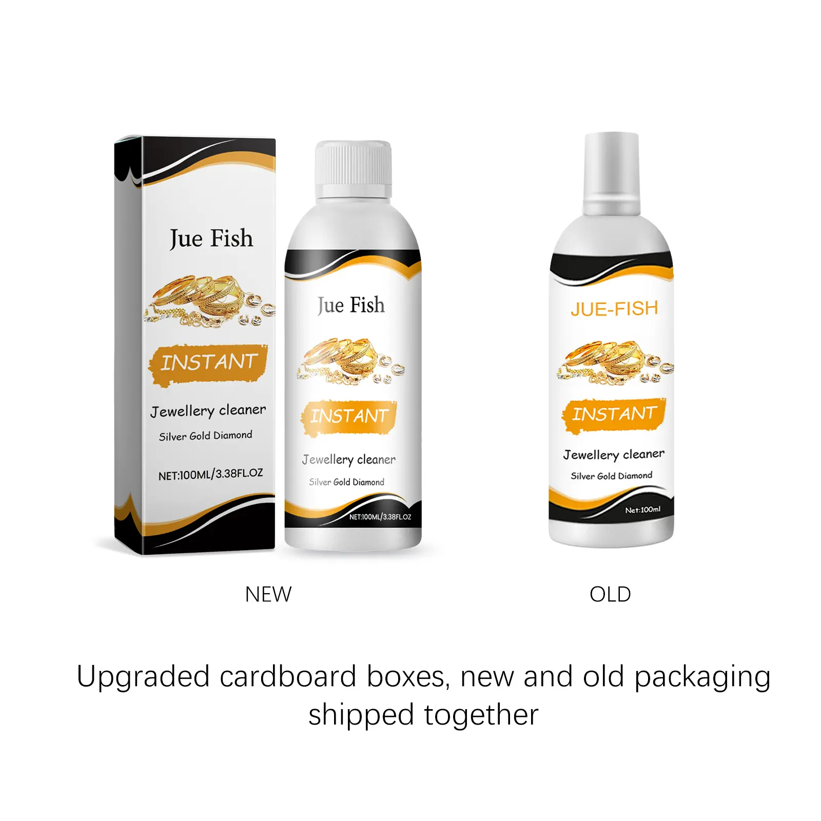 Jue-Fish Undiluted Citric Blend Liquid Jewelry Cleaner with Sodium Bicarbonate, Cleaning Solution for Gold, Silver, Glass Surfaces, Shine-Enhancing All-Seasons Household Decontamination & Black Spot Care