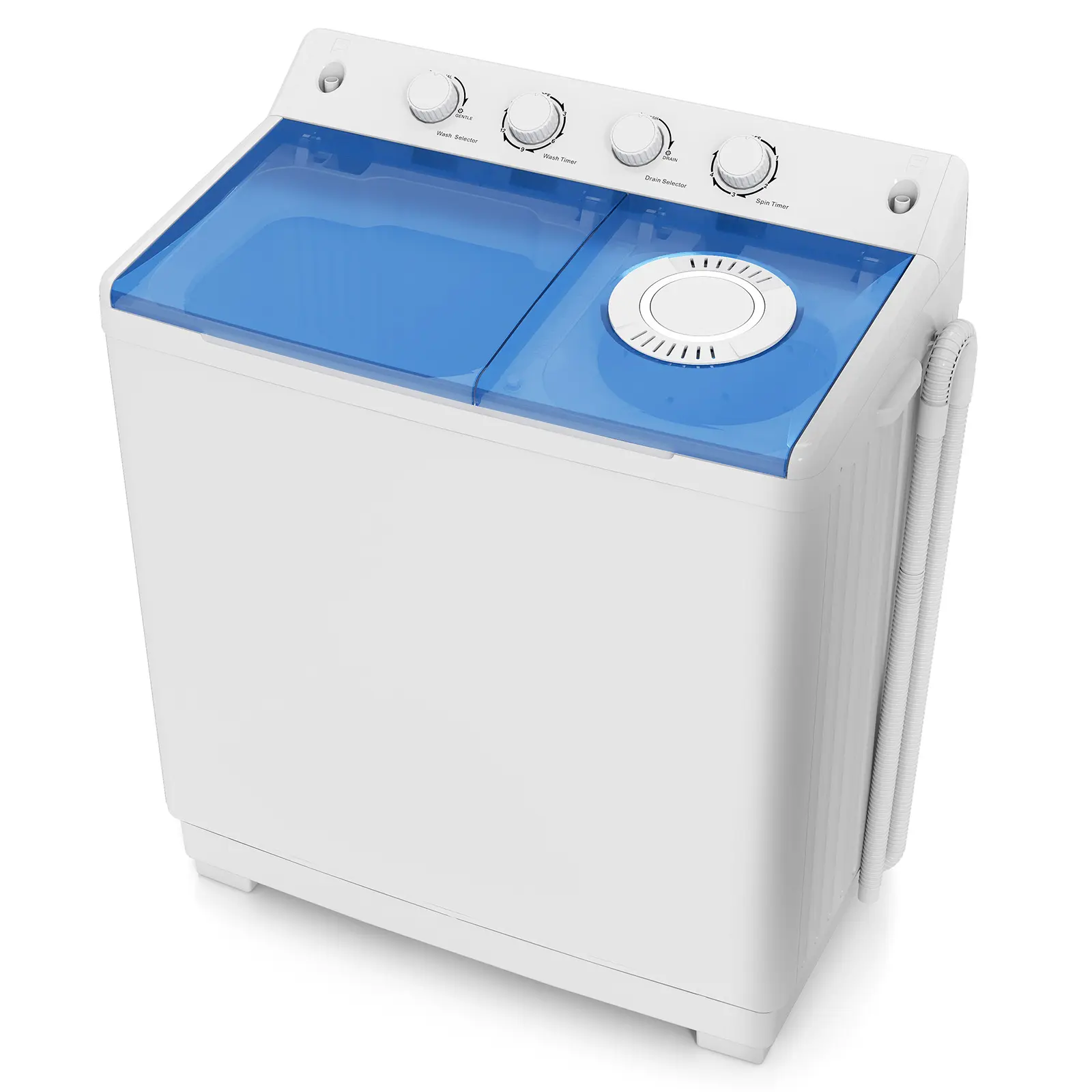 Auertech Portable Washing Machine, 48lbs Twin Tub Washer Large Laundry Machine with Drain Pump, Semi-automatic 28lbs Washer 20lbs Spinner Combo for Dorms, Apartments, RVs