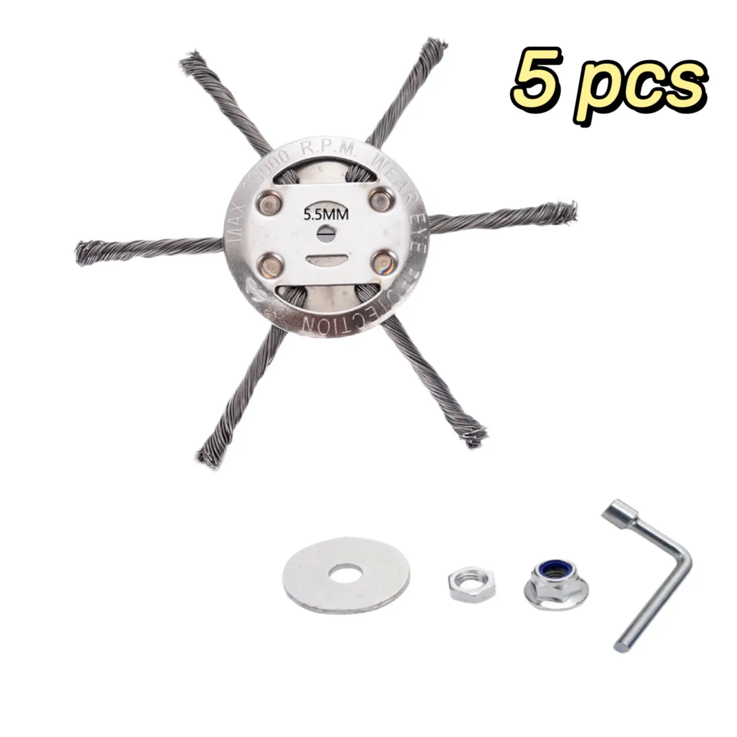【Buy 1 Get 4】4 Steel Wire Trimmer Heads, Heavy-Duty Durable Weed Wacker Replacement, Versatile Brush Cutter Attachment for Corded/Cordless String Trimmers, Cost-Effective Grass Cutting Tool for Homeowners’ Rust Removal