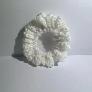 Handmade Crochet White Textured Hair Scrunchie Soft and Cozy Hair Accessory for Everyday Use Perfect for Daily Styling