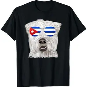 Soft Coated Wheaten Terrier Dog Cuba Flag Sunglasses T-Shirt